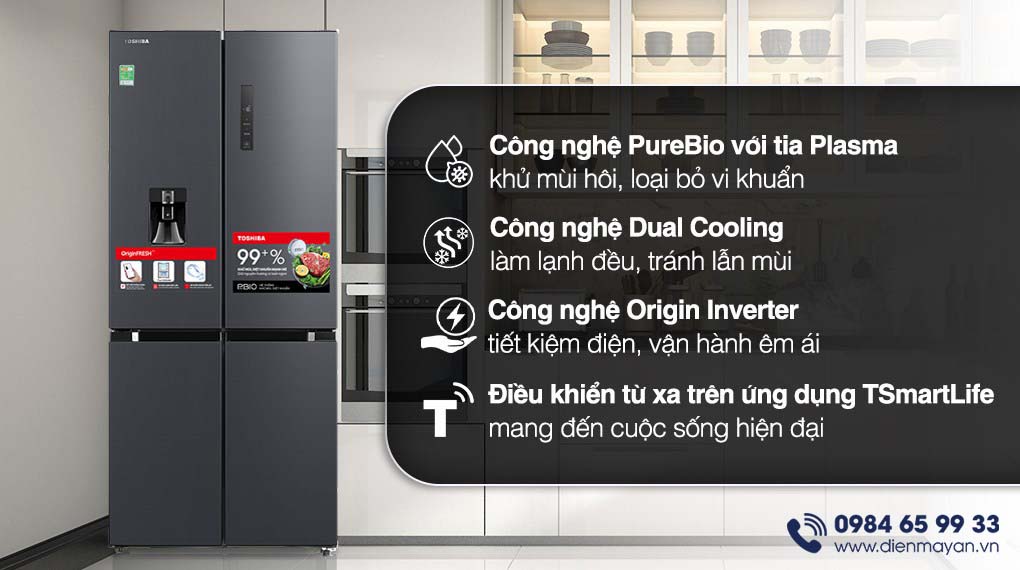 Tủ Lạnh Toshiba Inverter 509 Lít Multi Door GR-RF605WI-PMV(06)-MG